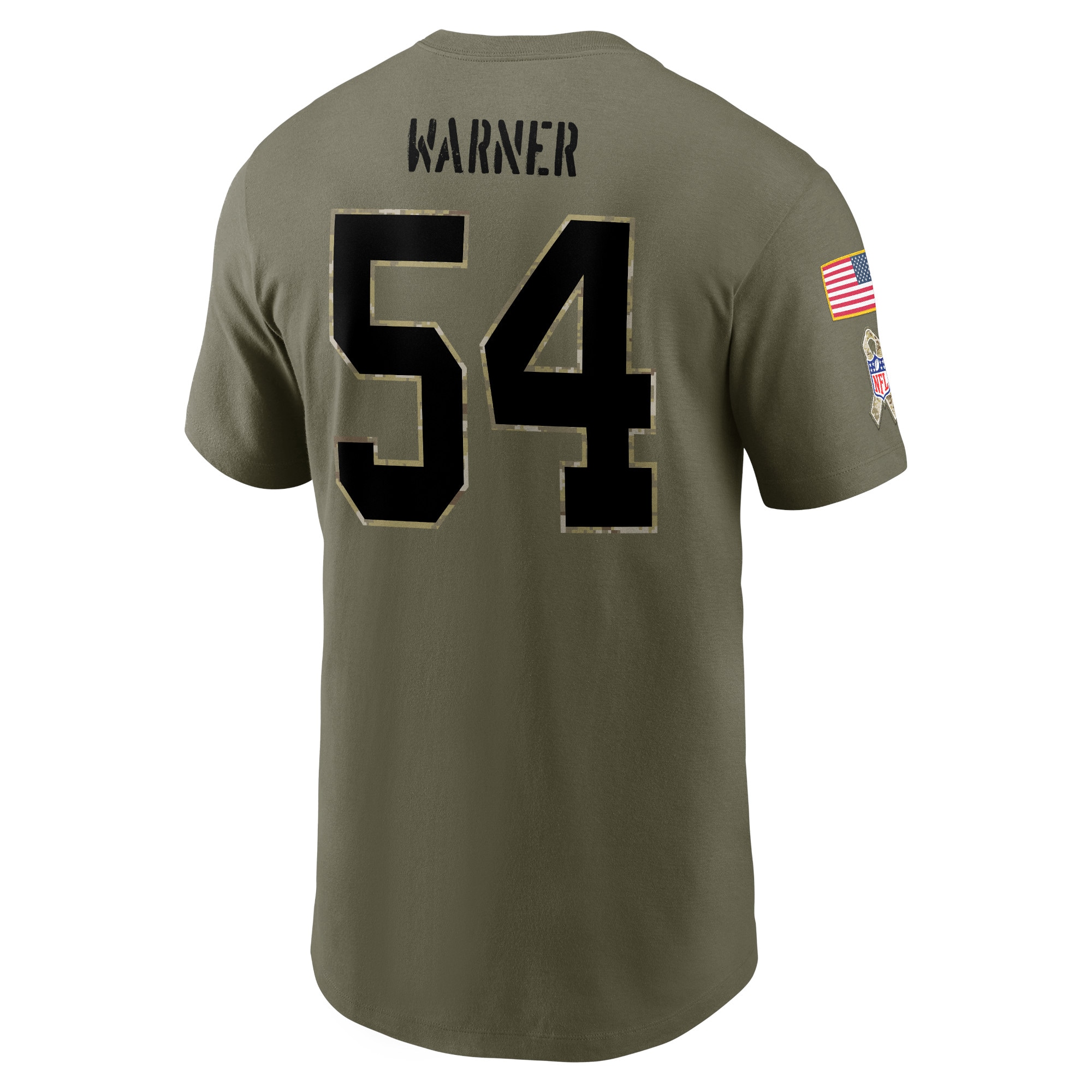 Men's San Francisco 49ers Fred Warner Nike Olive 2022 Salute To Service Name & Number T-Shirt