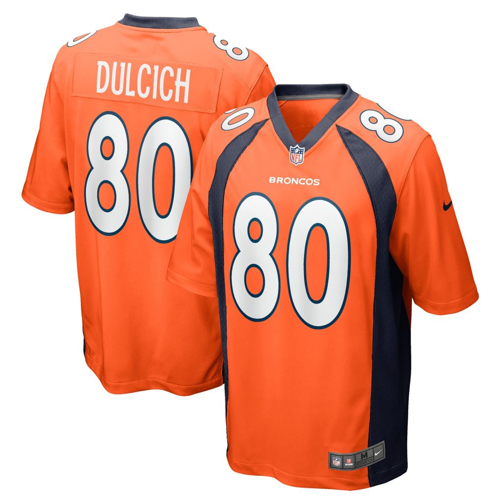 Men's Denver Broncos Greg Dulcich Nike Orange Game Player Jersey