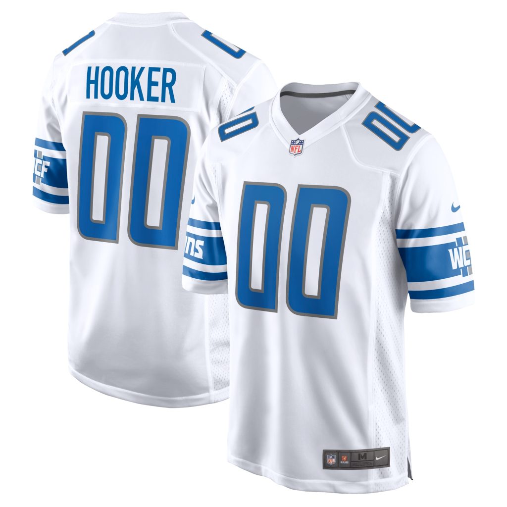 Men's Detroit Lions Hendon Hooker Nike White 2023 NFL Draft Pick Game Jersey