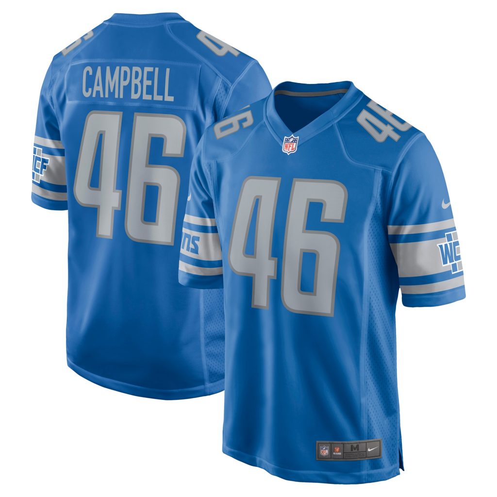 Men's Detroit Lions Jack Campbell Nike Blue 2023 NFL Draft First Round Pick Game Jersey