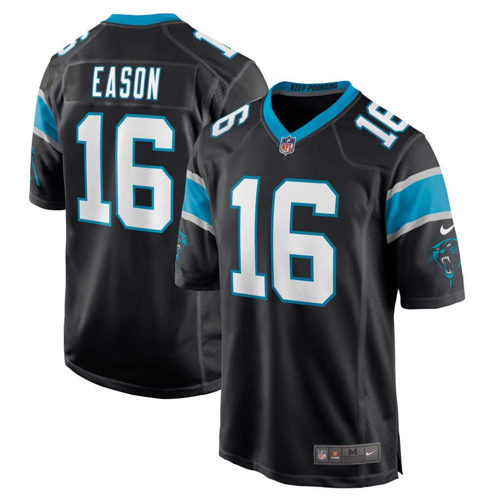 Men's Carolina Panthers Jacob Eason Nike Black Game Player Jersey