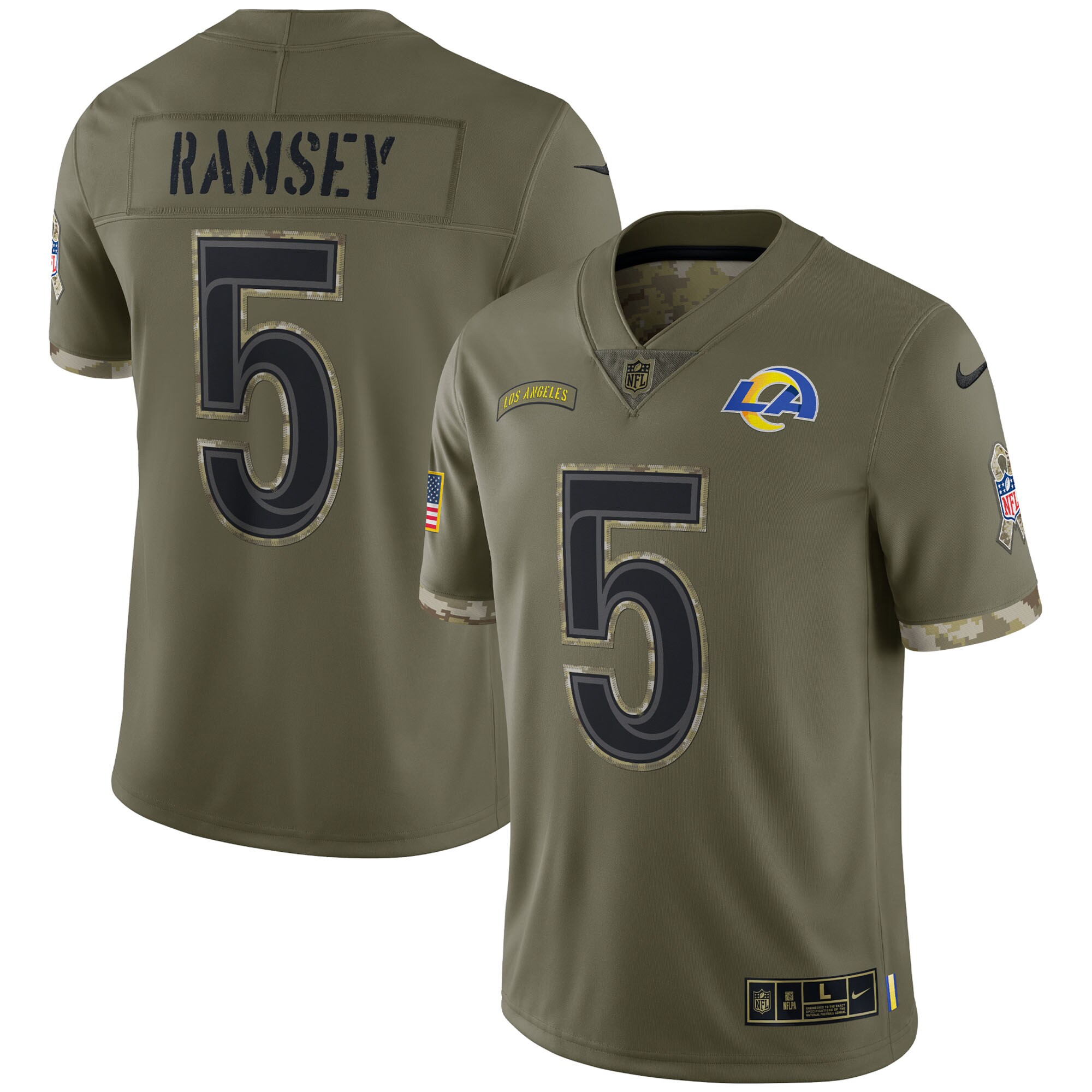 Men's Los Angeles Rams Nike Olive 2022 Salute To Service Limited Jersey