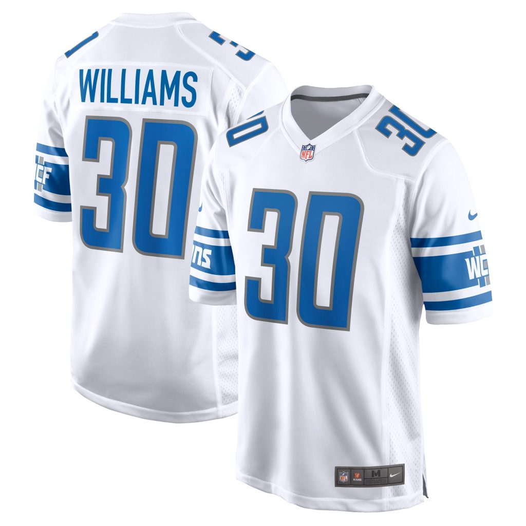 Men's Detroit Lions Jamaal Williams Nike White Player Game Jersey