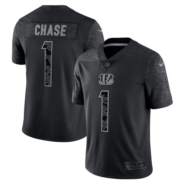 Men's Cincinnati Bengals Ja'Marr Chase Nike Black RFLCTV Limited Jersey