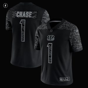 Men's Cincinnati Bengals Ja'Marr Chase Nike Black RFLCTV Limited Jersey