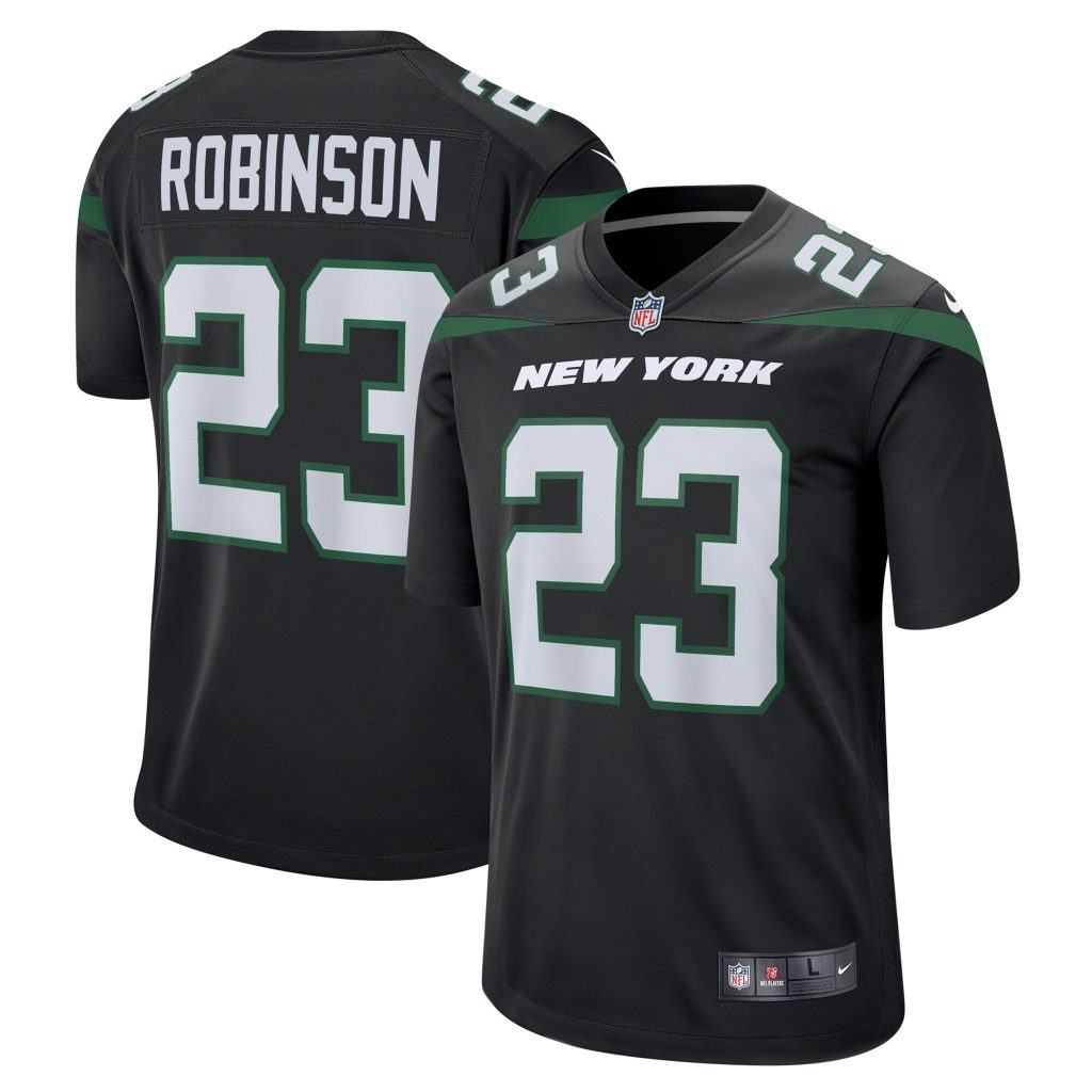 Men's New York Jets James Robinson Nike Stealth Black Alternate Game Player Jersey