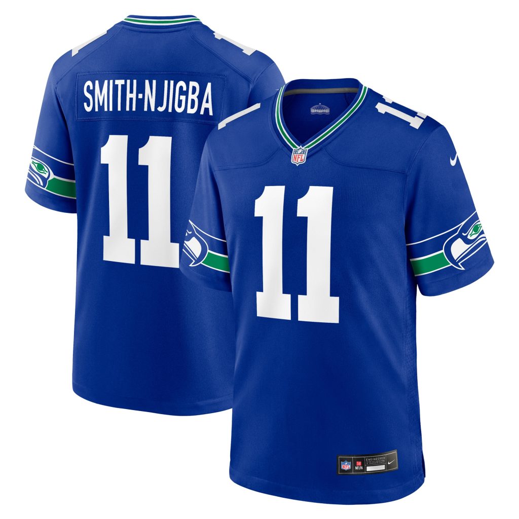 Men's Seattle Seahawks Jaxon Smith-Njigba Nike Royal Throwback Player Game Jersey