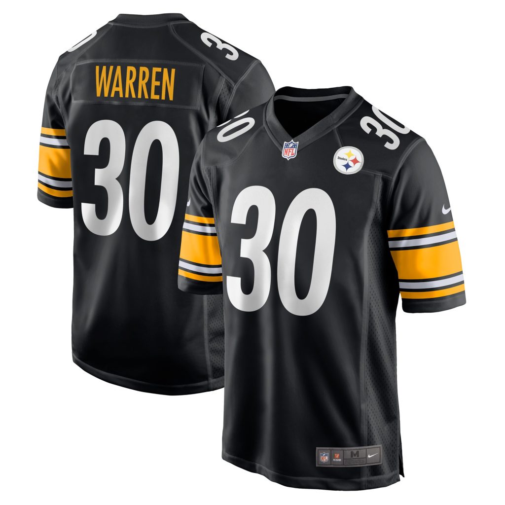 Men's Pittsburgh Steelers Jaylen Warren Nike Black Game Player Jersey