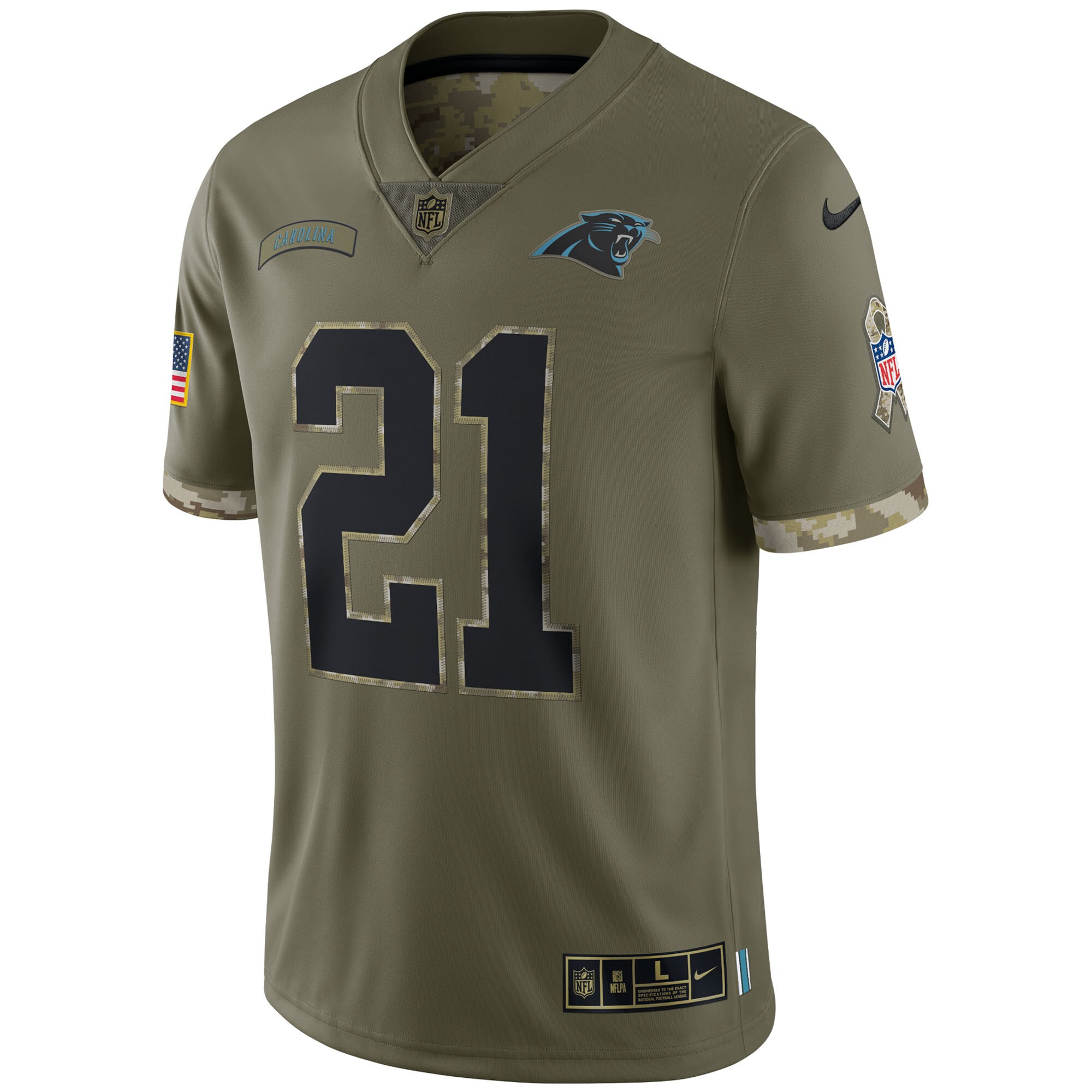 Men's Carolina Panthers Nike Olive 2022 Salute To Service Limited Jersey