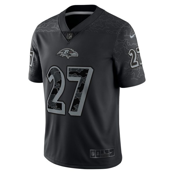 Men's Baltimore Ravens J.K. Dobbins Nike Black RFLCTV Limited Jersey