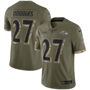 Men's Baltimore Ravens J.K. Dobbins Nike Olive 2022 Salute To Service Limited Jersey