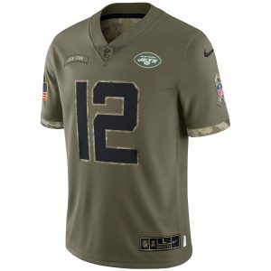Men's New York Jets Joe Namath Nike Olive 2022 Salute To Service Retired Player Limited Jersey