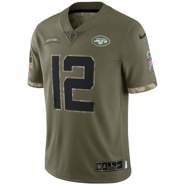 Men's New York Jets Joe Namath Nike Olive 2022 Salute To Service Retired Player Limited Jersey