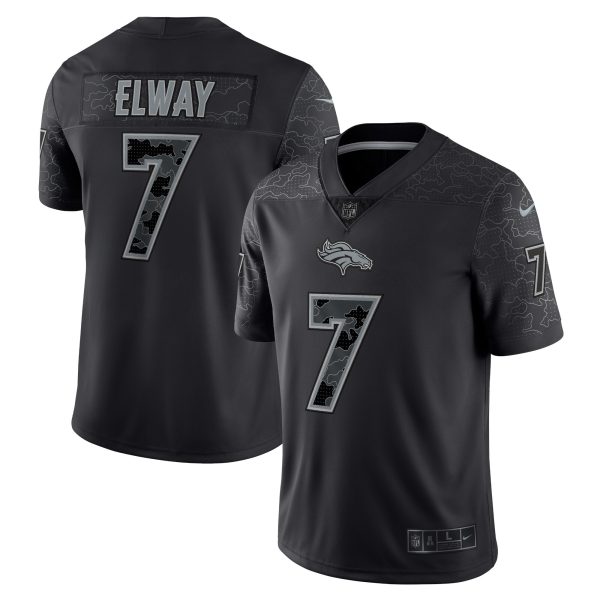 Men's Denver Broncos John Elway Nike Black Retired Player RFLCTV Limited Jersey