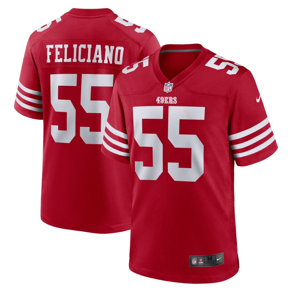 Men's San Francisco 49ers Jon Feliciano Nike Scarlet Game Player Jersey