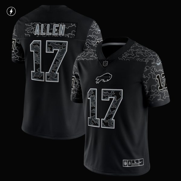 Men's Buffalo Bills Josh Allen Nike Black RFLCTV Limited Jersey