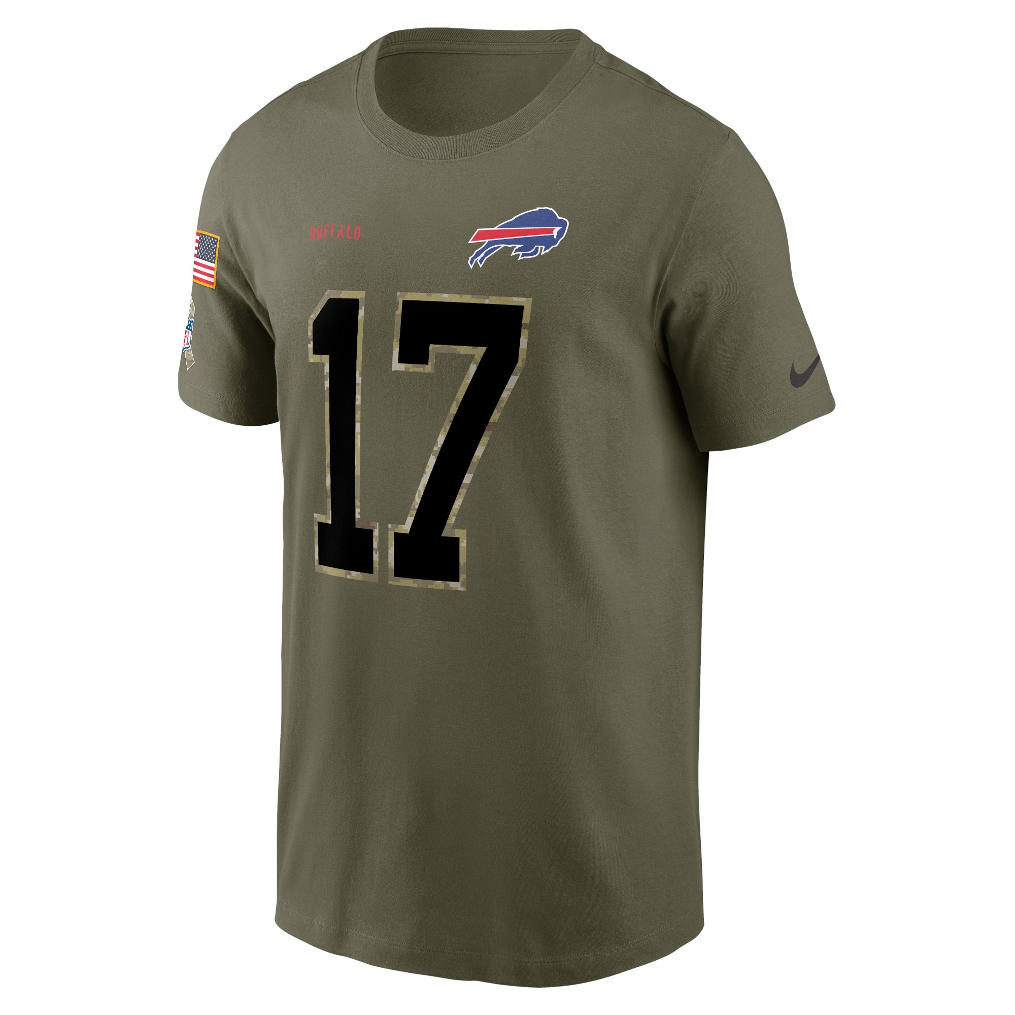 Men's Buffalo Bills Josh Allen Nike Olive 2022 Salute To Service Name & Number T-Shirt