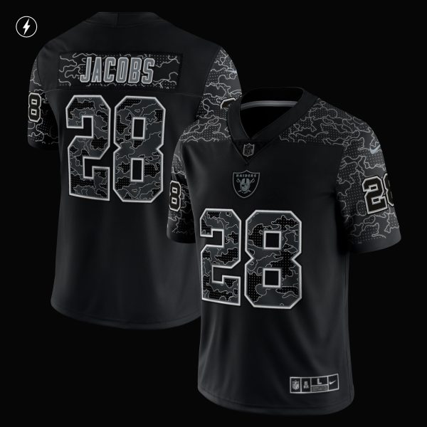 Men's Las Vegas Raiders Josh Jacobs Nike Black RFLCTV Limited Jersey