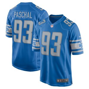 Men's Detroit Lions Josh Paschal Nike Blue Player Game Jersey