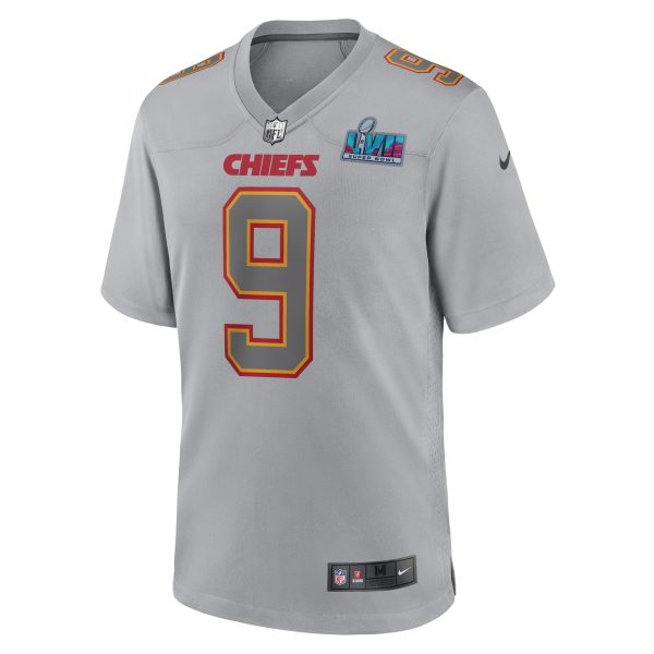 Men's Kansas City Chiefs JuJu Smith-Schuster Nike Gray Super Bowl LVII Patch Atmosphere Fashion Game Jersey