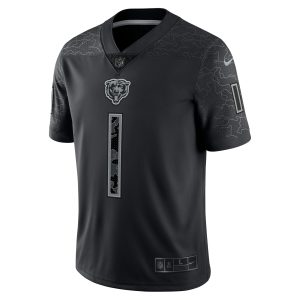 Men's Chicago Bears Justin Fields Nike Black RFLCTV Limited Jersey
