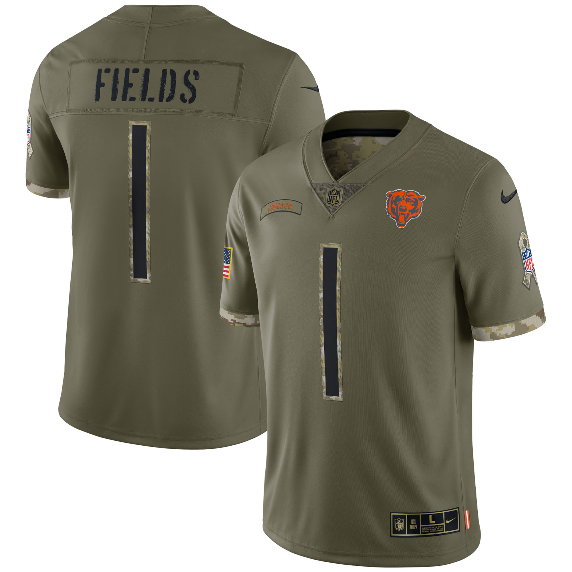 Men's Chicago Bears Nike Olive 2022 Salute To Service Limited Jersey