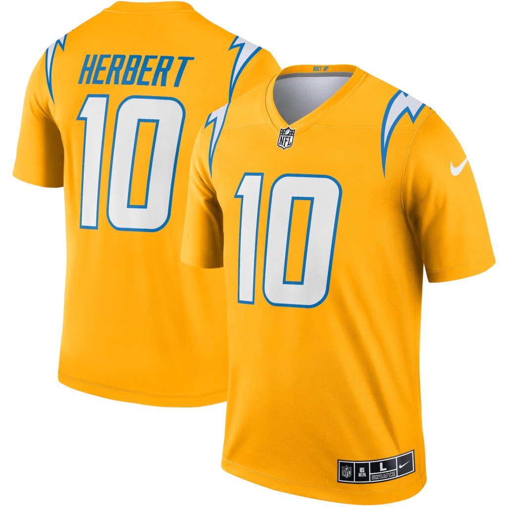 Men's Los Angeles Chargers Justin Herbert Nike Gold Inverted Legend Jersey