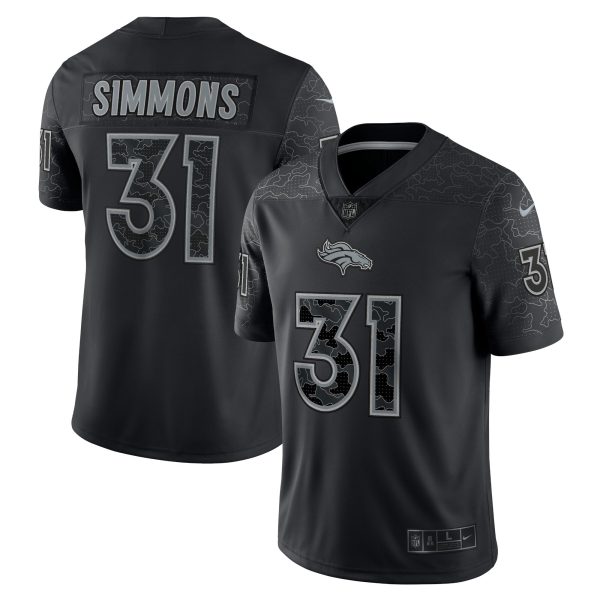 Men's Denver Broncos Justin Simmons Nike Black RFLCTV Limited Jersey