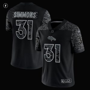 Men's Denver Broncos Justin Simmons Nike Black RFLCTV Limited Jersey