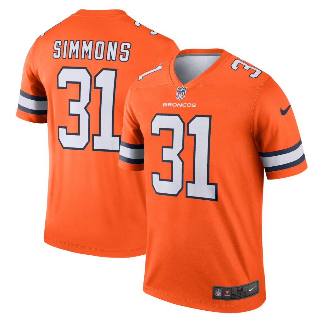 Men's Denver Broncos Justin Simmons Nike Orange Alternate Legend Jersey