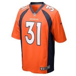 Men's Denver Broncos Justin Simmons Nike Orange Game Jersey