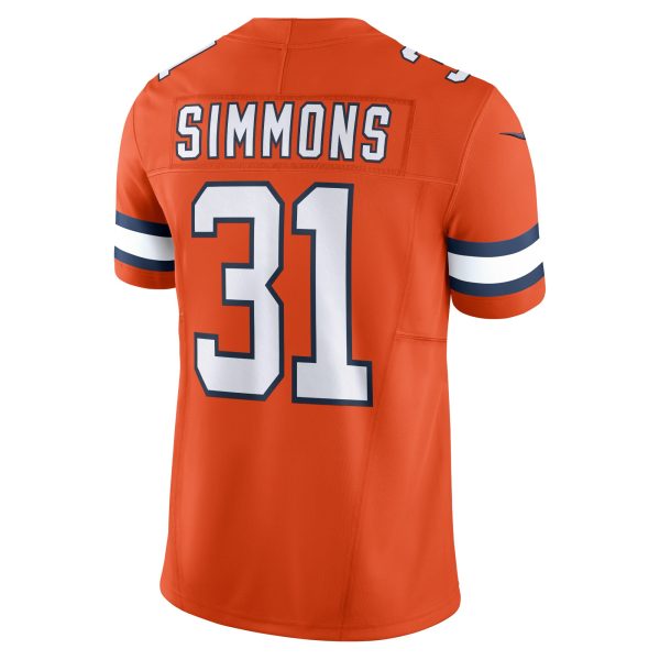 Men's Denver Broncos Justin Simmons Nike Orange Vapor F.U.S.E. Limited Jersey