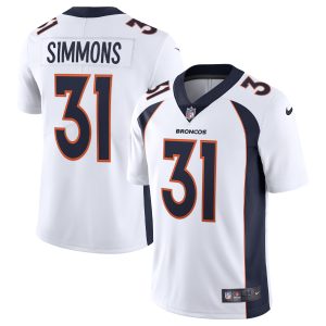 Men's Denver Broncos Justin Simmons Nike White Vapor Limited Jersey