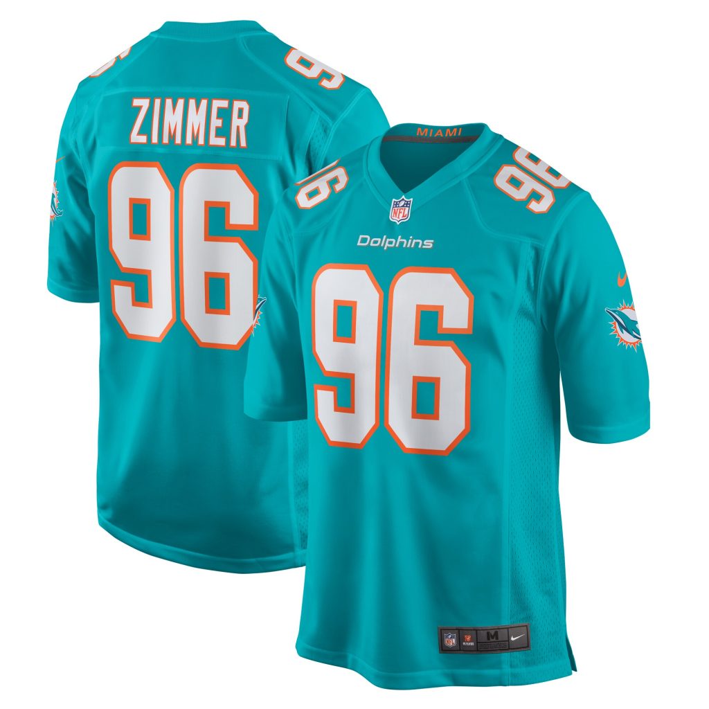 Men's Miami Dolphins Justin Zimmer Nike Aqua Home Game Player Jersey