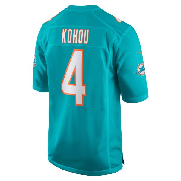 Men's Miami Dolphins Kader Kohou Nike Aqua Game Player Jersey