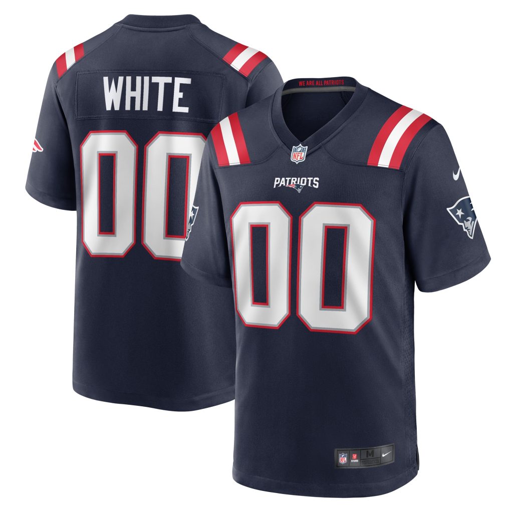 Men's New England Patriots Keion White Nike Navy 2023 NFL Draft Pick Game Jersey