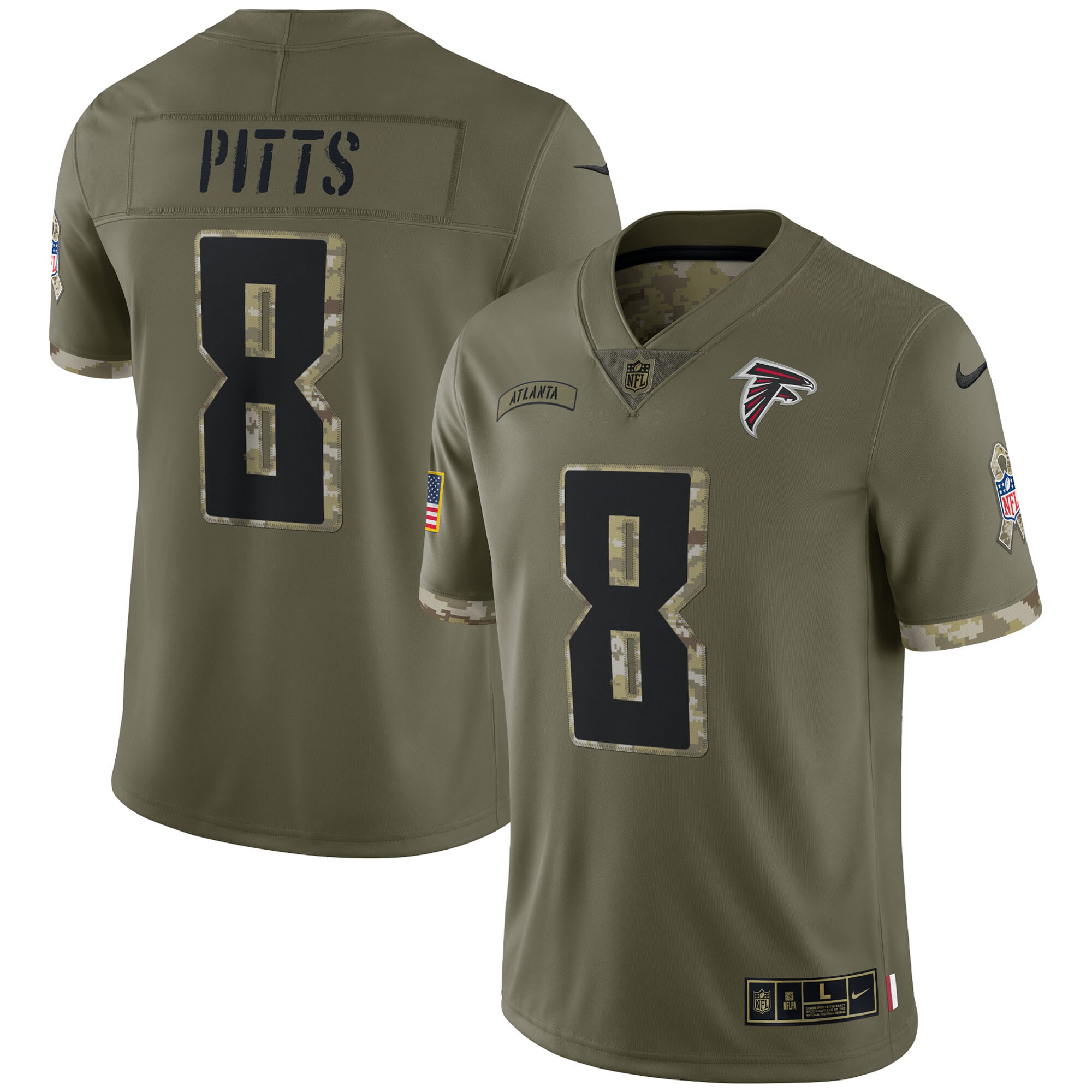 Men's Atlanta Falcons Nike Olive 2022 Salute To Service Limited Jersey