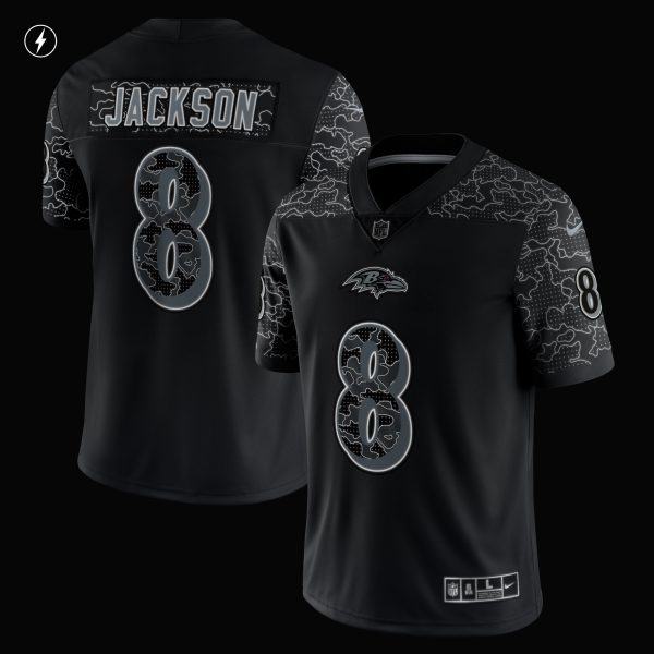 Men's Baltimore Ravens Lamar Jackson Nike Black RFLCTV Limited Jersey