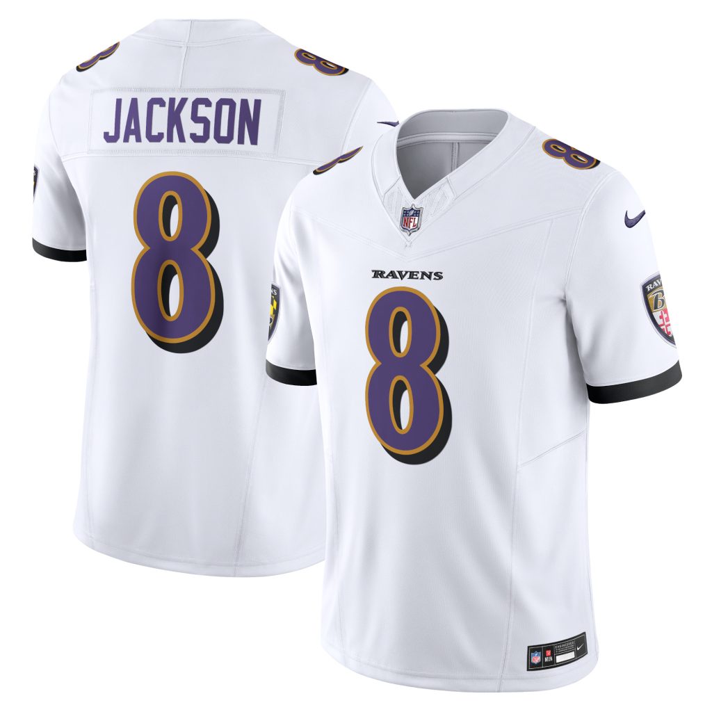 Men's Baltimore Ravens Lamar Jackson Nike White Vapor F.U.S.E. Limited Jersey