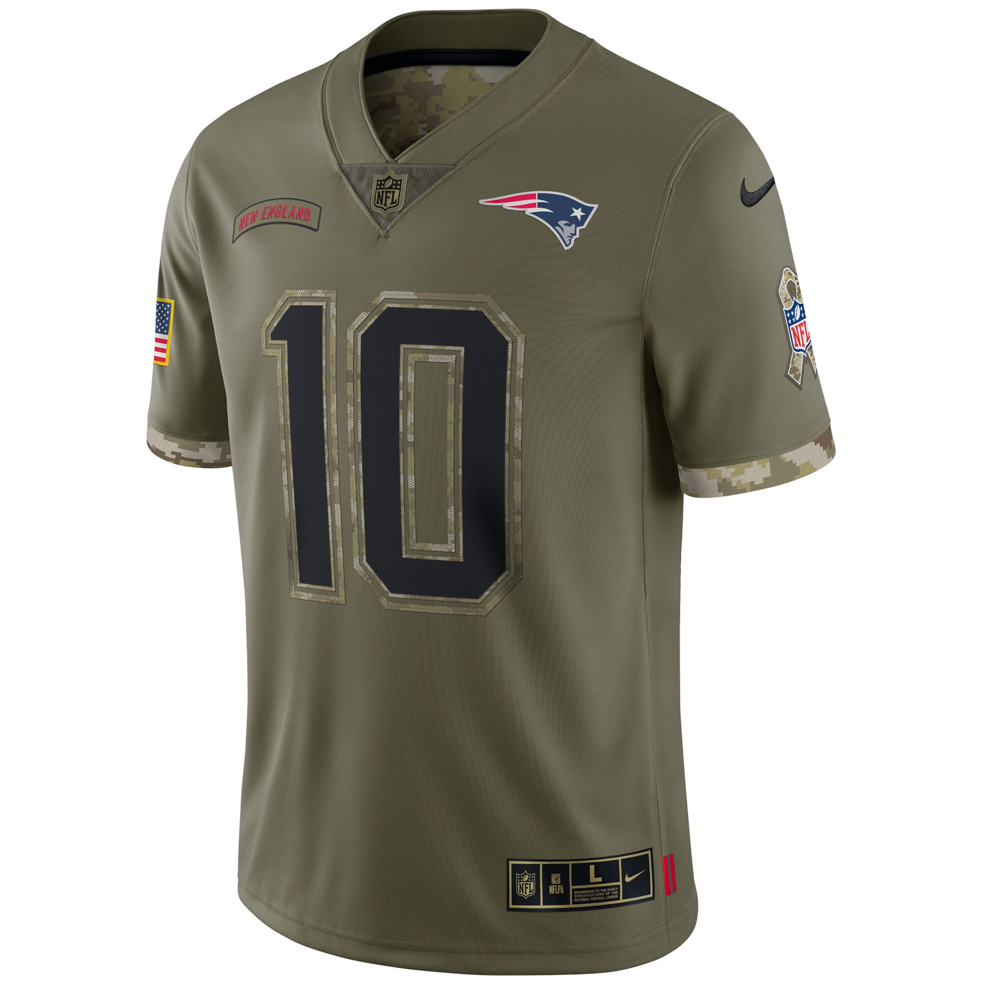 Men's New England Patriots Nike Olive 2022 Salute To Service Limited Jersey