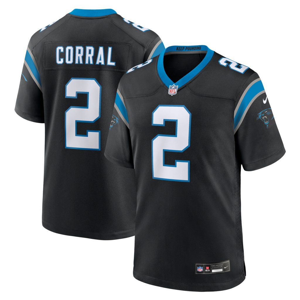 Men's Carolina Panthers Matt Corral Nike Black Team Game Jersey