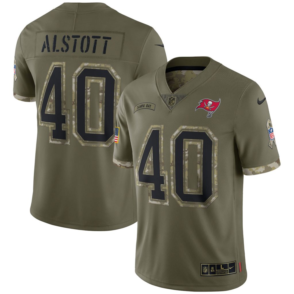 Men's Tampa Bay Buccaneers Mike Alstott Nike Olive 2022 Salute To Service Retired Player Limited Jersey