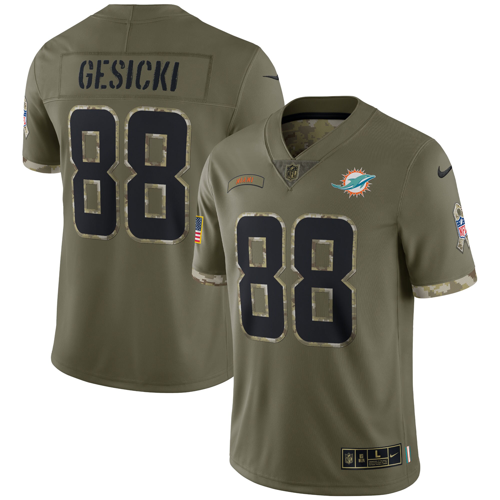 Men's Miami Dolphins Nike Olive 2022 Salute To Service Limited Jersey