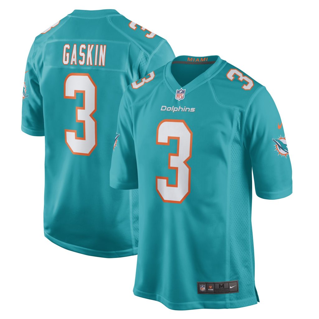 Men's Miami Dolphins Myles Gaskin Nike Aqua Game Player Jersey