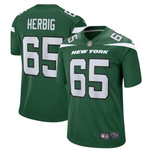 Men's New York Jets Nate Herbig Nike Gotham Green Game Player Jersey