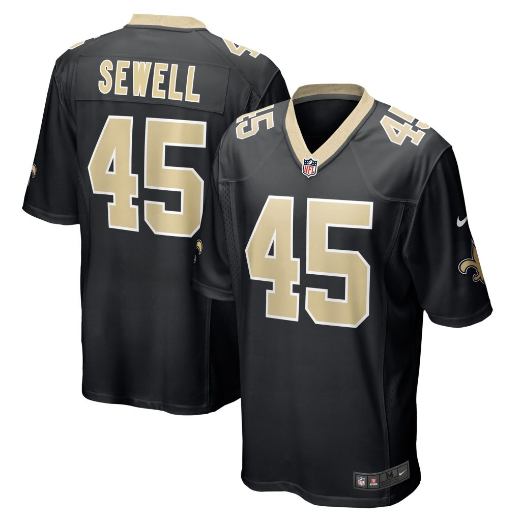 Men's New Orleans Saints Nephi Sewell Nike Black Game Player Jersey
