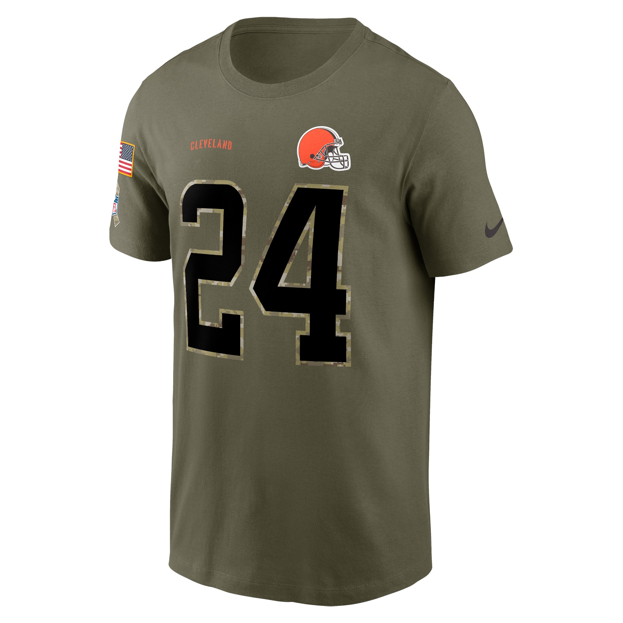 Men's Cleveland Browns Nick Chubb Nike Olive 2022 Salute To Service Name & Number T-Shirt
