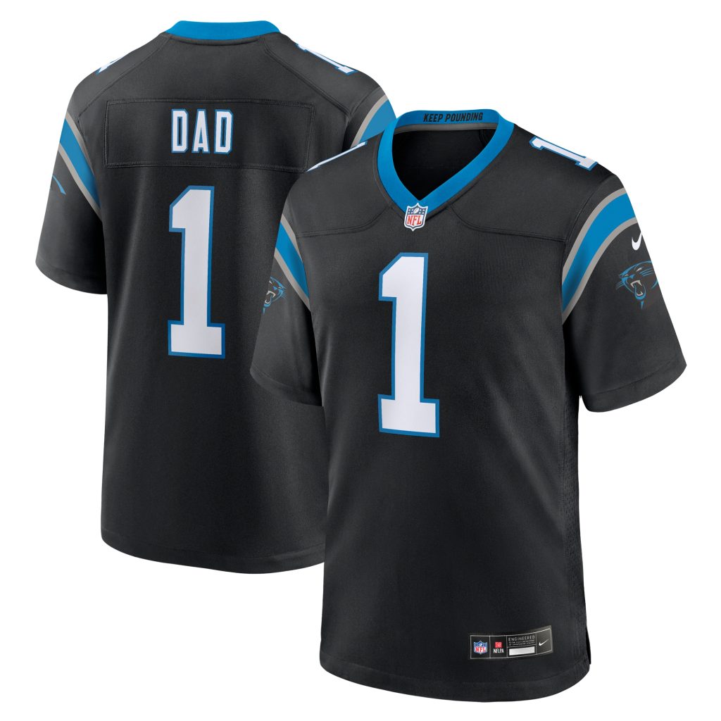 Men's Carolina Panthers Number 1 Dad Nike Black Game Jersey