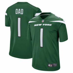 Men's New York Jets Number 1 Dad Nike Gotham Green Game Jersey