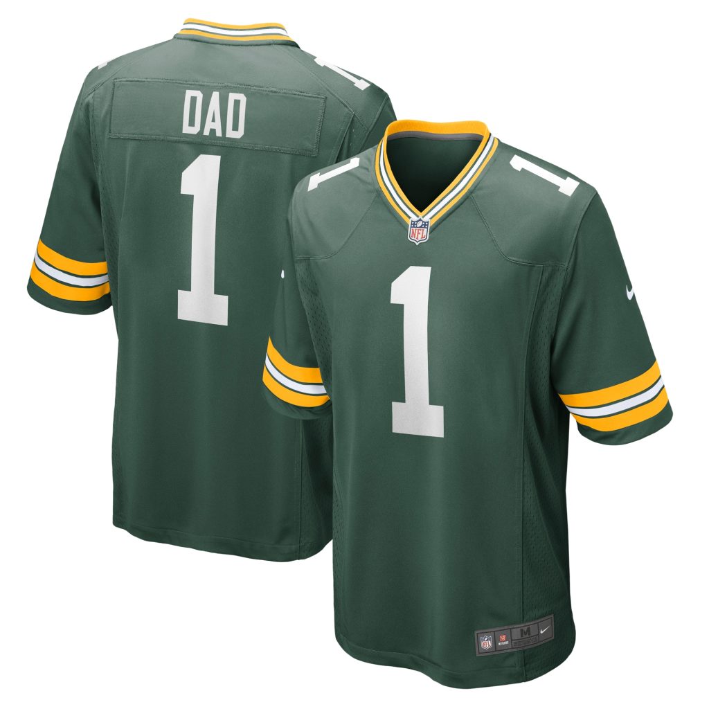 Men's Green Bay Packers Number 1 Dad Nike Green Game Jersey
